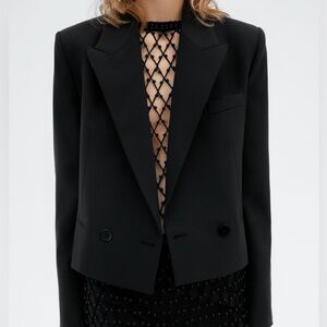 MANGO Black Cropped Blazer – Short Lapels (NWT)